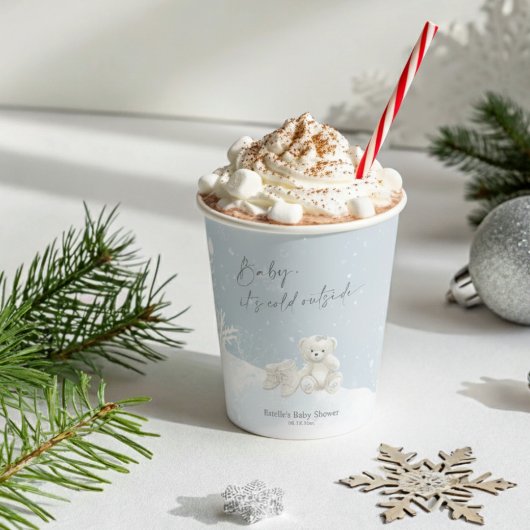 Baby, It's Cold Outside Teddy Bear Winter Elegance Pappbecher