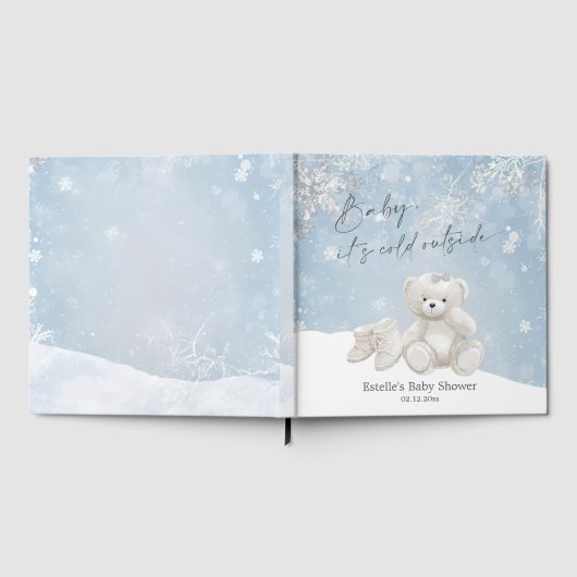 Baby, It's Cold Outside Teddy Bear Winter Keepsake Gästebuch (Voll)