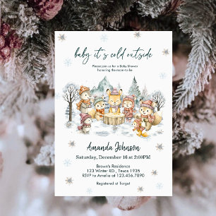Baby It's Cold Outside Winter Animals Baby Shower Einladung