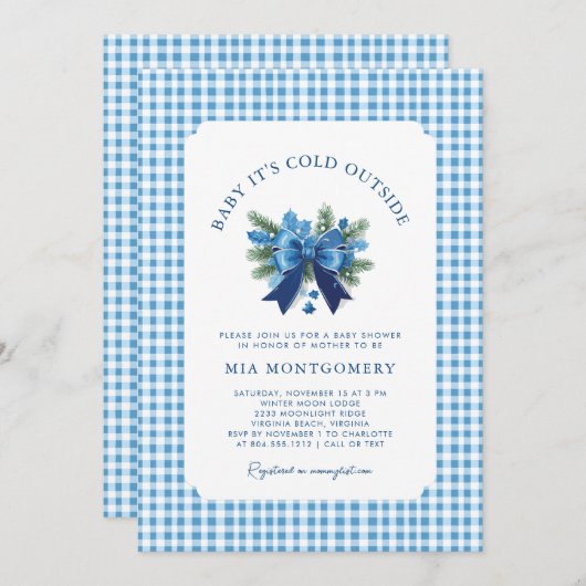 Baby It's Cold Outside Winter Baby Dusche - Blau Einladung (Vorne/Hinten)