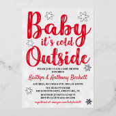 Baby It's Cold Outside Winter Baby Dusche Real Folieneinladung (Vorderseite)