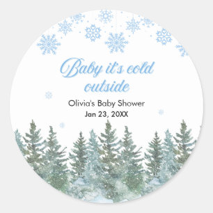 Baby It's Cold Outside Winter-Baby-Party Runder Aufkleber