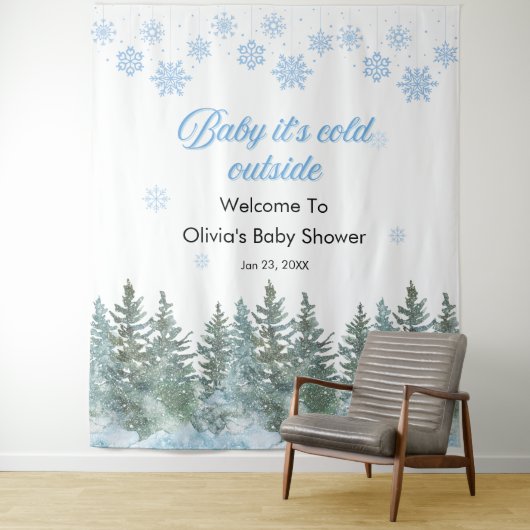 Baby It's Cold Outside Winter Baby Shower Backdrop Wandteppich (Beispiel)