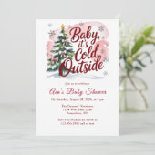 Baby, It's Cold Outside Winter Baby Shower Einladung (Stehend Vorderseite)