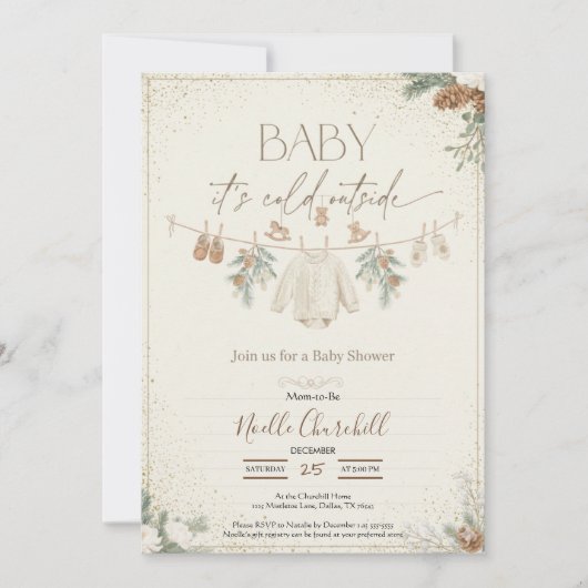 Baby It's Cold Outside Winter Baby Shower Einladung (Vorderseite)