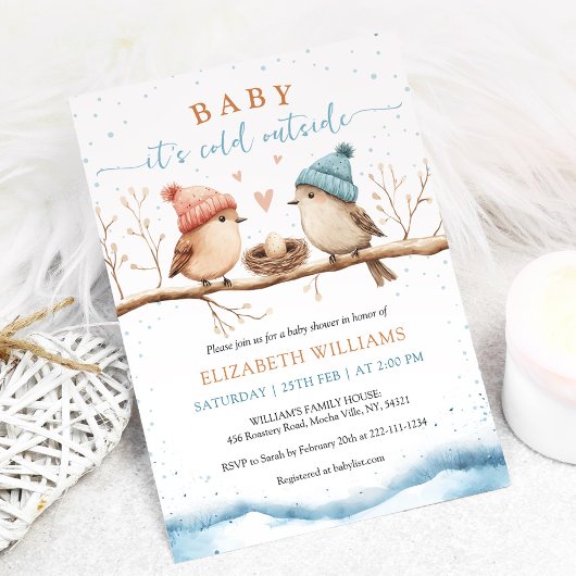 Baby it's cold outside, Winter Baby Shower Invitat Einladung