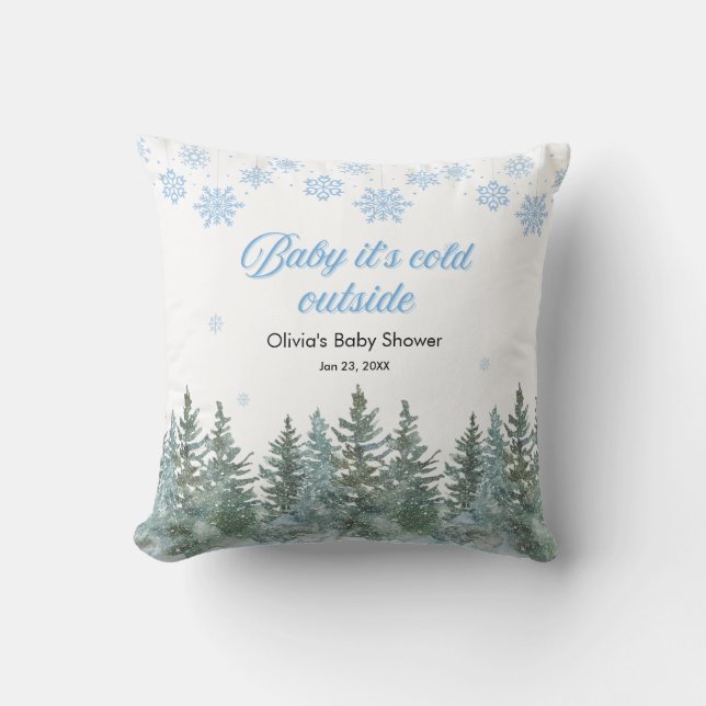 Baby It's Cold Outside Winter Baby Shower Kissen (Vorderseite)