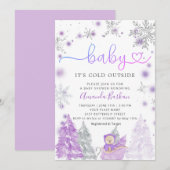 Baby Its Cold Outside Winter Baby Shower Purple Einladung (Vorne/Hinten)