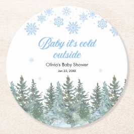 Baby It's Cold Outside Winter Baby Shower Runder Pappuntersetzer