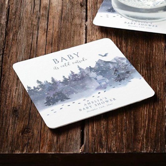 Baby It's Cold Outside Winter Baby Shower Unterset Rechteckiger Pappuntersetzer