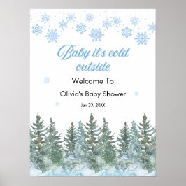 Baby It's Cold Outside Winter Baby Shower Welcome Poster
