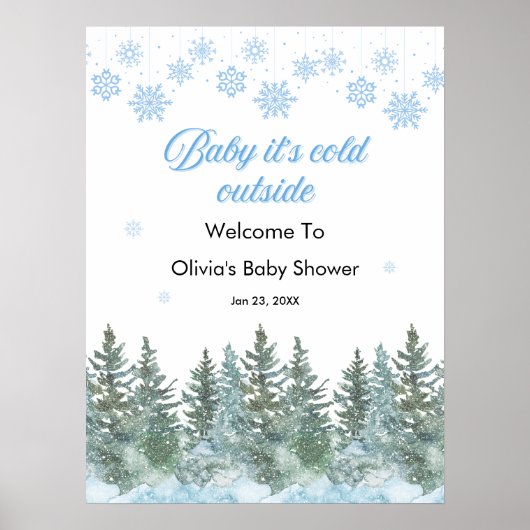 Baby It's Cold Outside Winter Baby Shower Welcome Poster (Vorne)