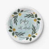 Baby Its Cold Outside Winter Blue Gold Baby Shower Pappteller (Vorderseite)