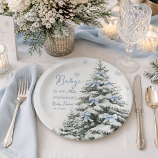 Baby It's Cold Outside Winter Boy Baby Shower Pappteller