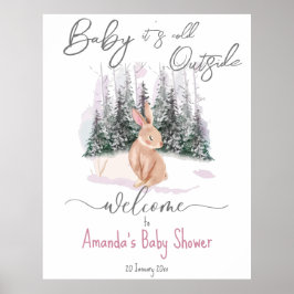 Baby It's Cold Outside Winter Bunny Baby Dusche Poster