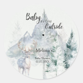 Baby Its Cold Outside Winter Evergreen Baby Shower Runder Aufkleber