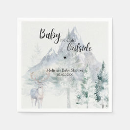 Baby Its Cold Outside Winter Evergreen Baby Shower Serviette