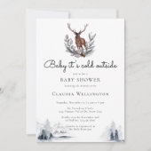 Baby It's Cold Outside Winter Forest Baby Shower Einladung (Vorderseite)