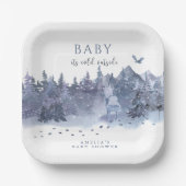 Baby It's Cold Outside Winter Forest Baby Shower Pappteller (Vorderseite)