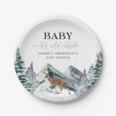 Baby It's Cold Outside Winter Forest Baby Shower Pappteller (Vorderseite)