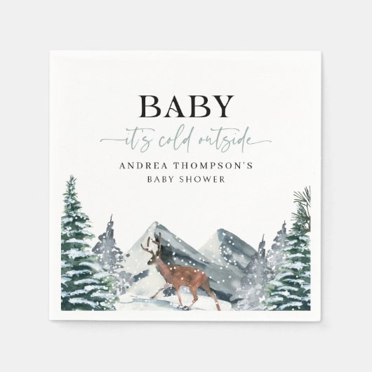 Baby It's Cold Outside Winter Forest Baby Shower Serviette (Vorderseite)