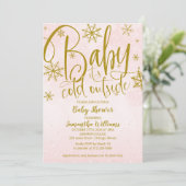 Baby It's Cold Outside Winter Girl Baby Shower Inv Einladung (Stehend Vorderseite)