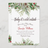 Baby It's Cold Outside Winter Pine Baby Dusche Einladung (Vorne/Hinten)