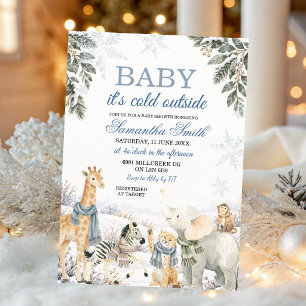 Baby It's Cold Outside Winter-Safari-Baby-Party-Ei Einladung