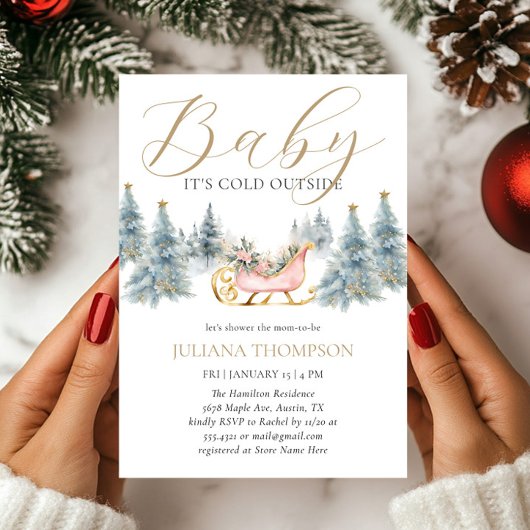 Baby It's Cold Outside Winter Sleigh Baby Dusche Einladung