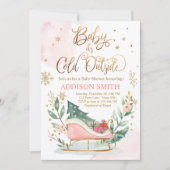 Baby It's Cold Outside Winter Sleigh Baby Dusche Einladung (Vorderseite)