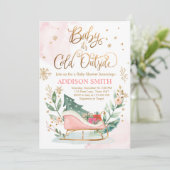Baby It's Cold Outside Winter Sleigh Baby Dusche Einladung (Stehend Vorderseite)