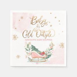 Baby It's Cold Outside Winter Sleigh Baby Dusche Serviette