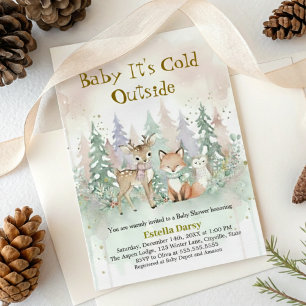 Baby It's Cold Outside Winter-Wald-Baby-Party Einladung