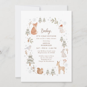 Baby It's Cold Outside Winter-Wald-Baby-Party Einladung
