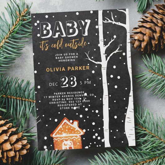 Baby its cold outside winter woodland baby shower einladung