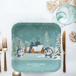 Baby It's Cold Outside Winter Woodland Baby Shower Pappteller