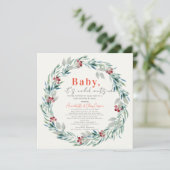 Baby It's Cold Outside Wreath Baby Shower by Mail Einladung (Stehend Vorderseite)