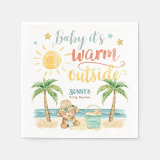 Baby It's Warm Outside Beach Baby Shower Serviette