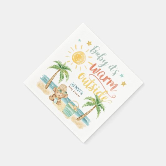 Baby It's Warm Outside Beach Baby Shower Serviette (Ecke)