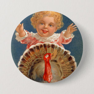 Baby jagt Tom Truthahn Vintage Knopf Button