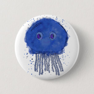 Baby Jellyfish Watercolor Button