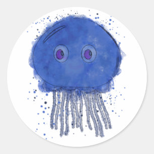 Baby Jellyfish Watercolor Runder Aufkleber