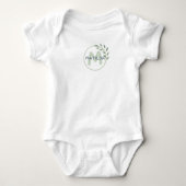 Baby-Jersey-Bodysuit in Weiß mit Salbei-Design Baby Strampler (Vorderseite)
