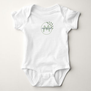 Baby-Jersey-Bodysuit in Weiß mit Salbei-Design Baby Strampler