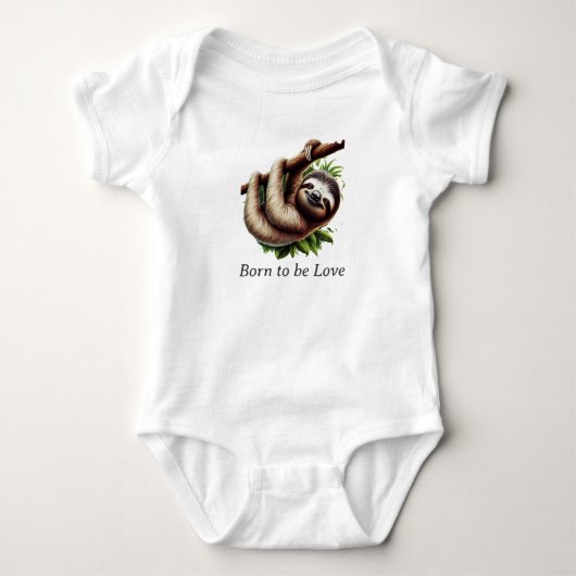 Baby Jersey Bodysuit - Niedlich Hanging Baby Sloth Baby Strampler (Vorderseite)