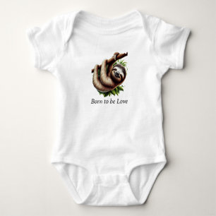 Baby Jersey Bodysuit - Niedlich Hanging Baby Sloth Strampler