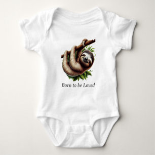 Baby Jersey Bodysuit - Niedlich Hanging Baby Sloth Strampler