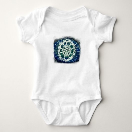 Baby Jersey Bodysuit White mandala blauer Hintergr Baby Strampler (Vorderseite)