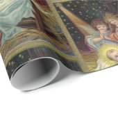 Baby Jesus 3 Angels Vintage Kartenwiedergabe Geschenkpapier (Rolleneckpunkt)