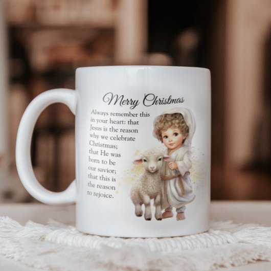 Baby Jesus and Lamb Illustration Kaffeetasse